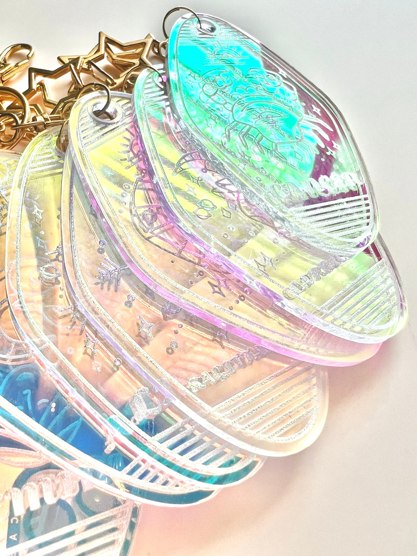 COSMIC Iridescent Zodiac Keychains- Retro Motel Style
